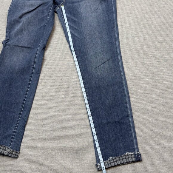 Judy Blue Womens Blue Jeans Raw Plaid Cuffs Lightly Distressed Slim Fit 13/31 - Picture 13 of 16